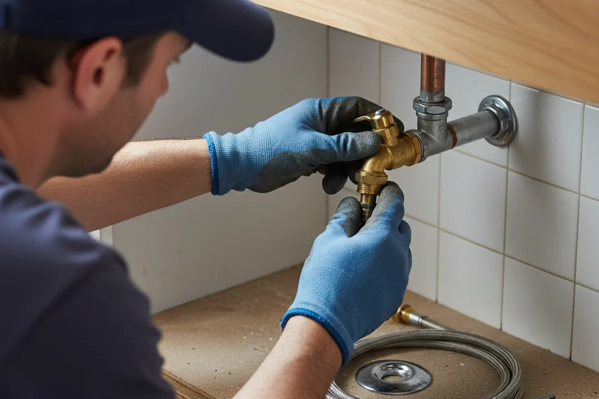 Shutoff valve and fitting work during Burst Pipe Repair in White